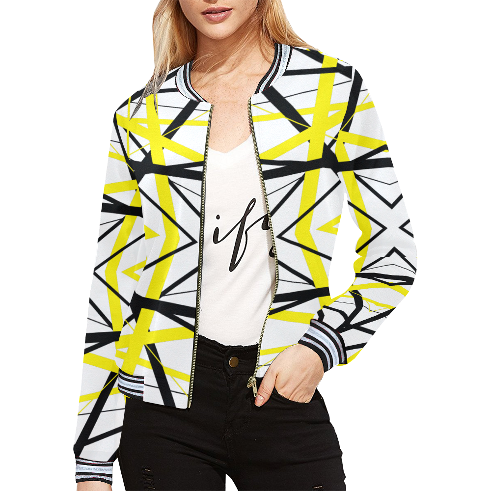by crossing lines All Over Print Bomber Jacket for Women (Model H21)