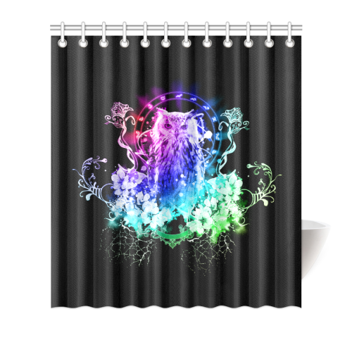 Colorful owl Shower Curtain 66"x72"