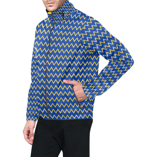 chevron Jaune/Bleu Unisex All Over Print Windbreaker (Model H23)