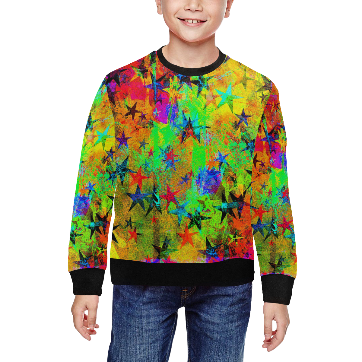 stars and texture colors All Over Print Crewneck Sweatshirt for Kids (Model H29)