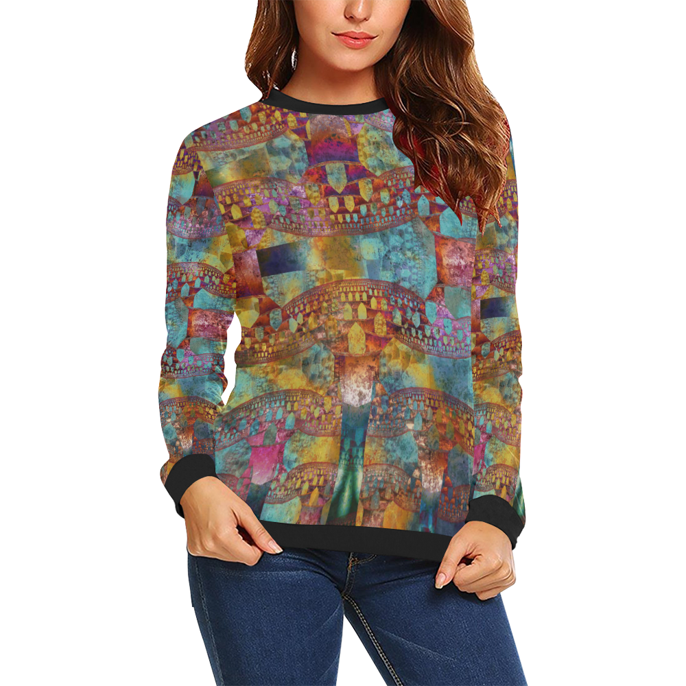 Happy Mess All Over Print Crewneck Sweatshirt for Women (Model H18)