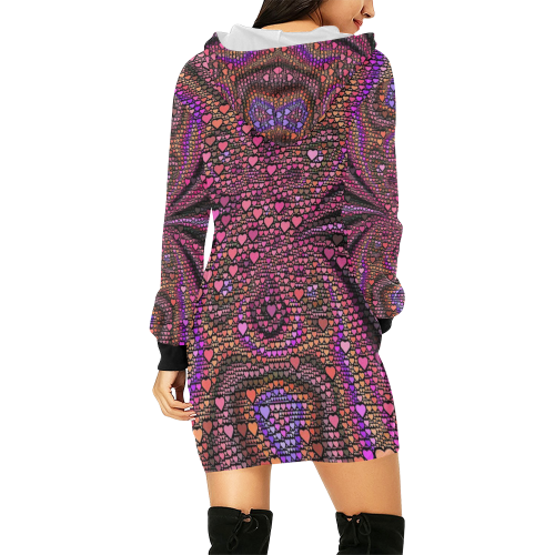 hearts everywhere B  by JamColors All Over Print Hoodie Mini Dress (Model H27)