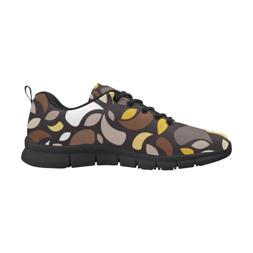 Brown Leaves And Geometric Shapes Women's Breathable Running Shoes (Model 055)