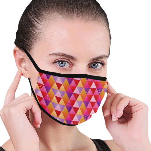 Triangle Pattern - Red Purple Pink Orange Yellow Mouth Mask