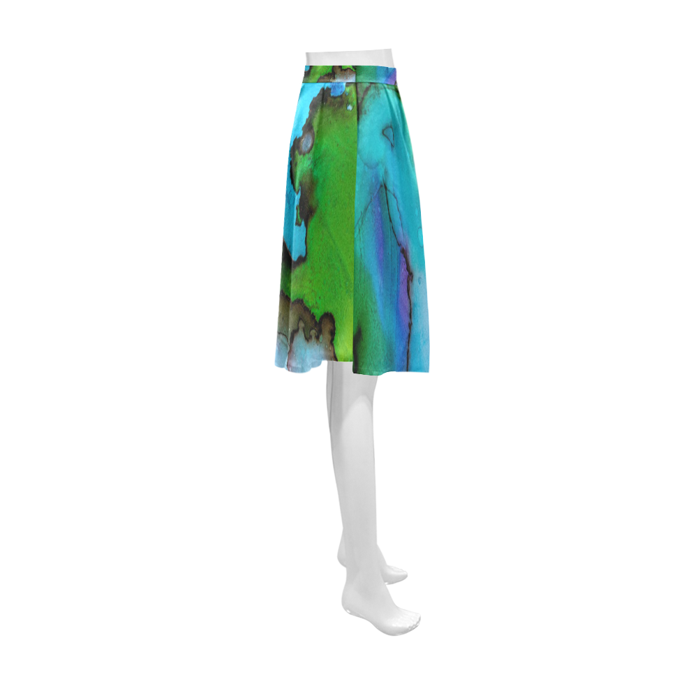 Blue green ink Athena Women's Short Skirt (Model D15)