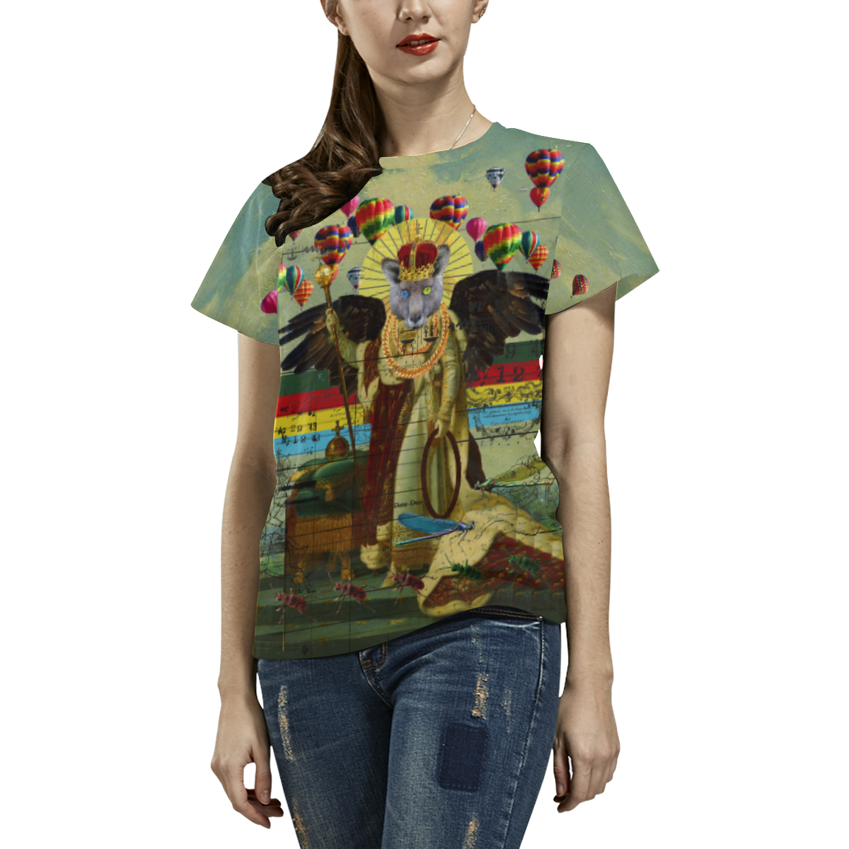 ANIMAL MIX - THE HOLY EMPEROR AGAIN III All Over Print T-Shirt for Women (USA Size) (Model T40)