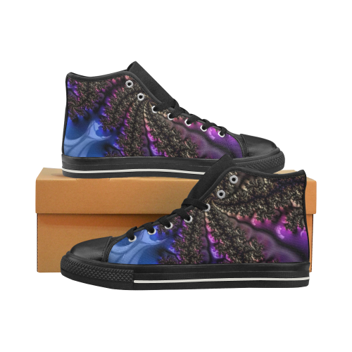 Fun Fractal Design High Top Canvas Shoes for Kid (Model 017)