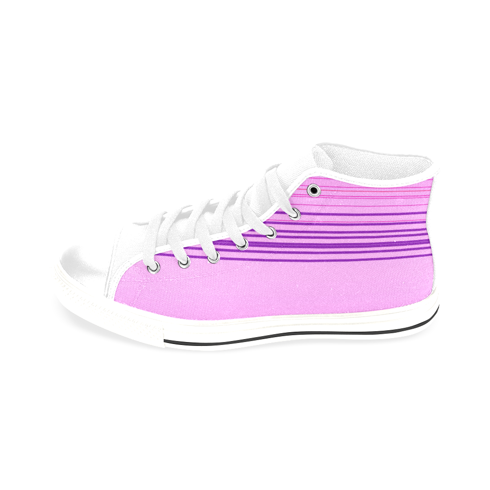 Pink design lines Shoes Men’s Classic High Top Canvas Shoes /Large Size (Model 017)