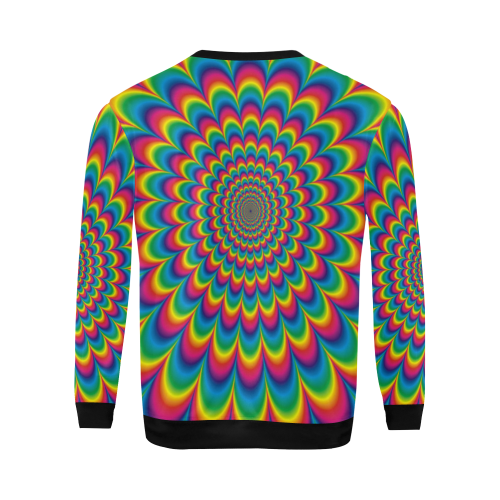 Crazy Psychedelic Flower Power Hippie Mandala All Over Print Crewneck Sweatshirt for Men (Model H18)