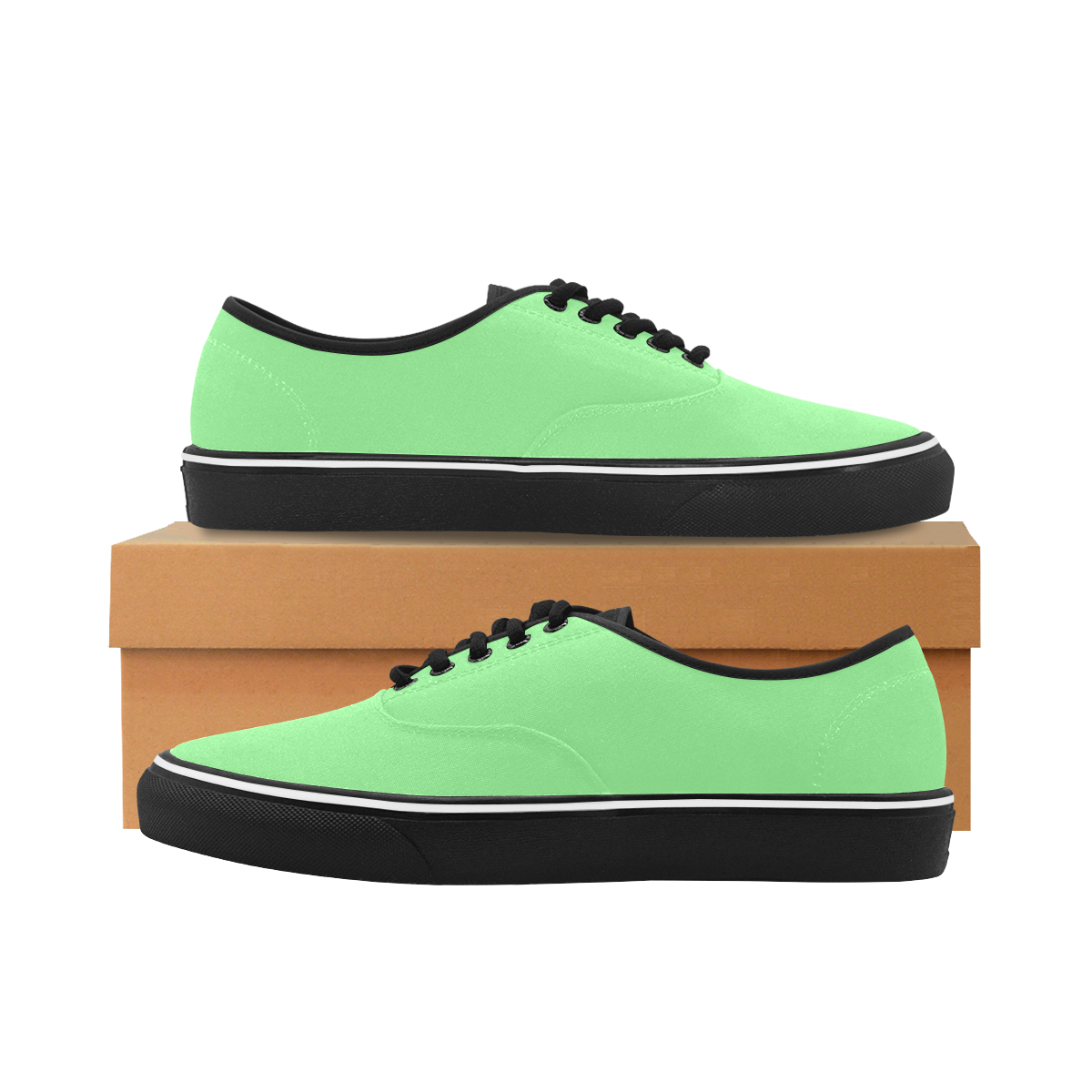 color light green Classic Men's Canvas Low Top Shoes (Model E001-4)