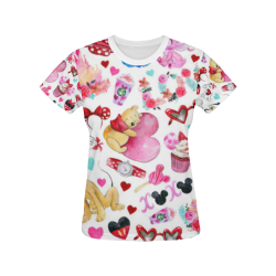mickeylovemixedtee All Over Print T-shirt for Women/Large Size (USA Size) (Model T40)