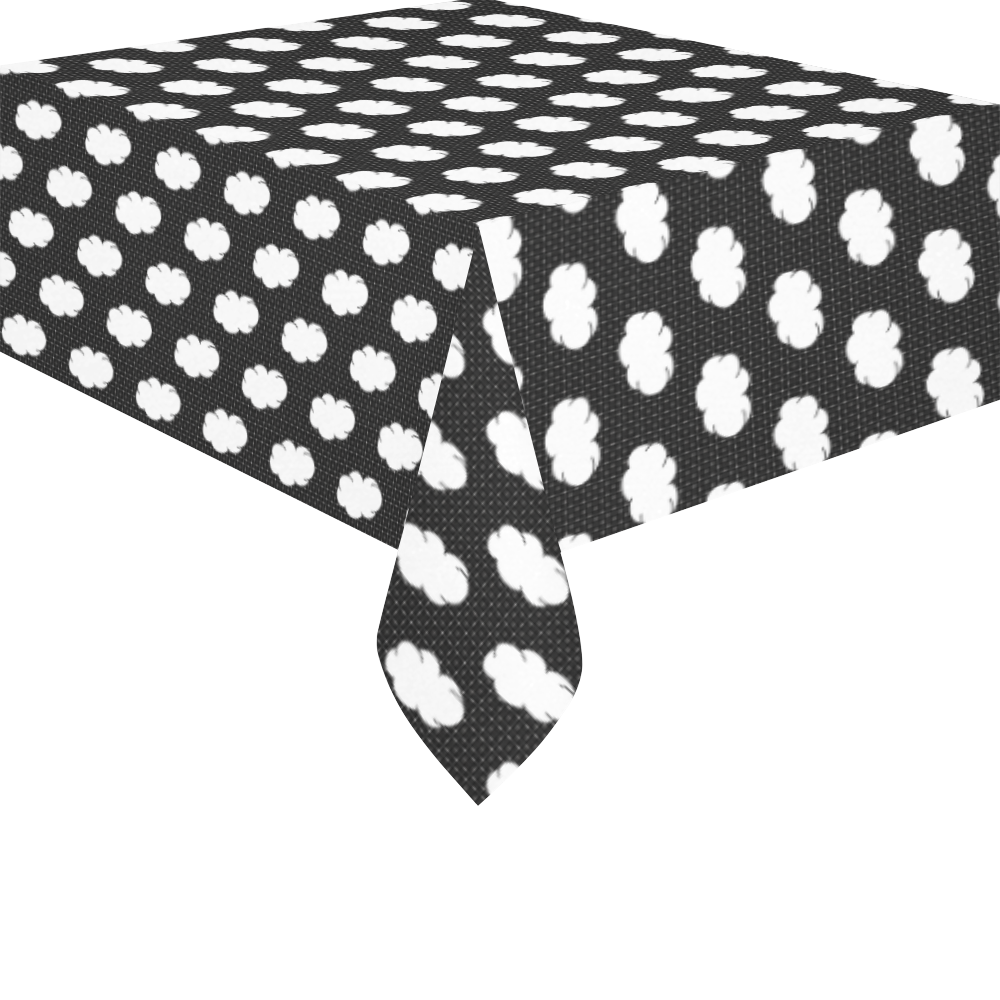CClouds with Polka Dots on Black Cotton Linen Tablecloth 52"x 70"