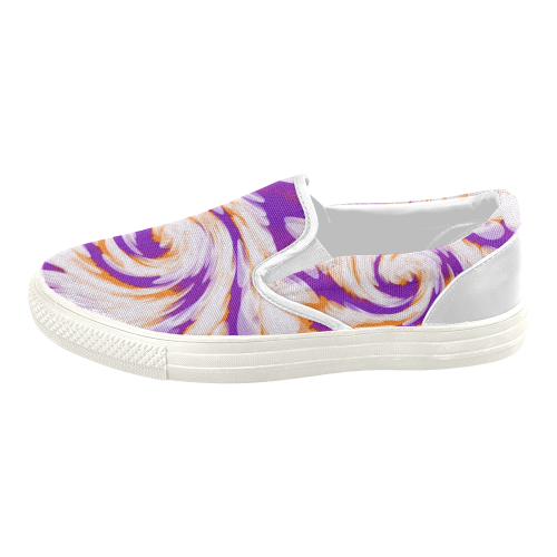 Purple Orange Tie Dye Swirl Abstract Women's Slip-on Canvas Shoes (Model 019)