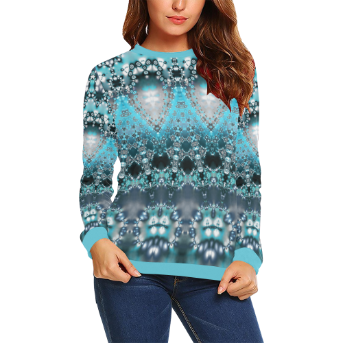 Aquamarine Jewels Puiseux All Over Print Crewneck Sweatshirt for Women (Model H18)