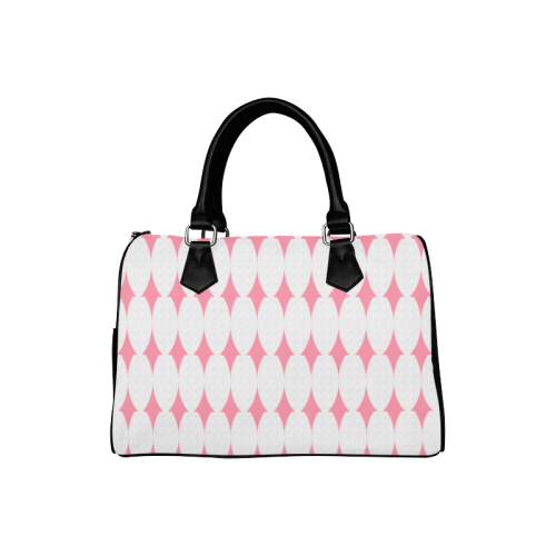 Retro Spring Harlequin Pink White Boston Handbag (Model 1621)