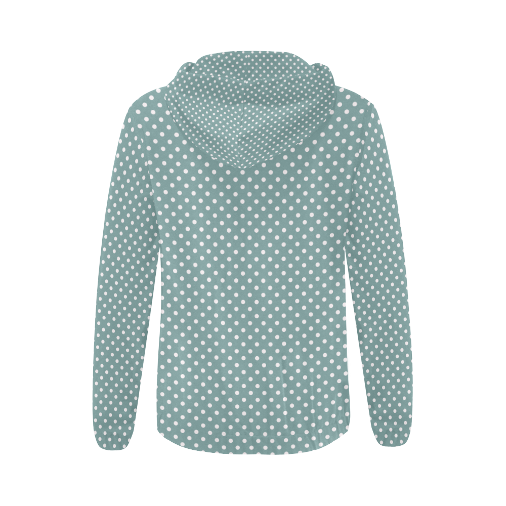 Silver blue polka dots All Over Print Full Zip Hoodie for Women (Model H14)