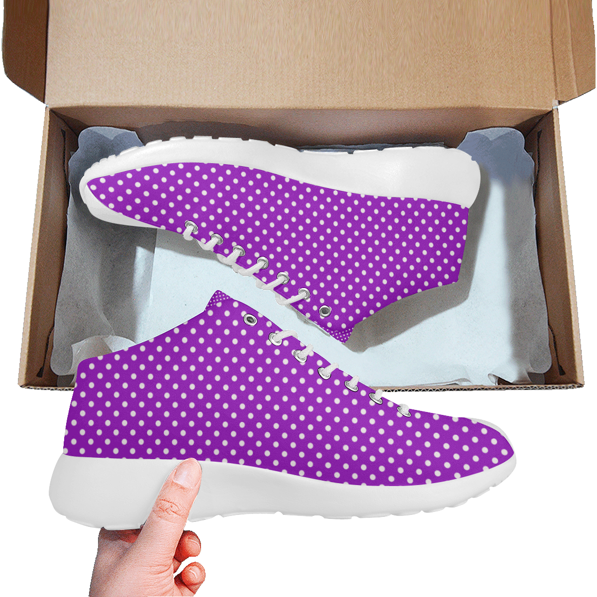 Lavander polka dots Women's Basketball Training Shoes/Large Size (Model 47502)