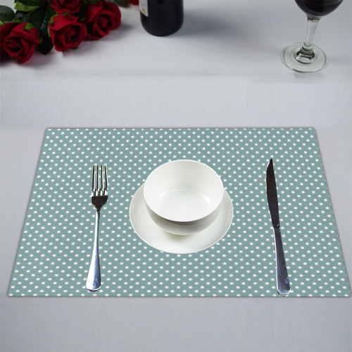 Silver blue polka dots Placemat 14’’ x 19’’ (Set of 2)
