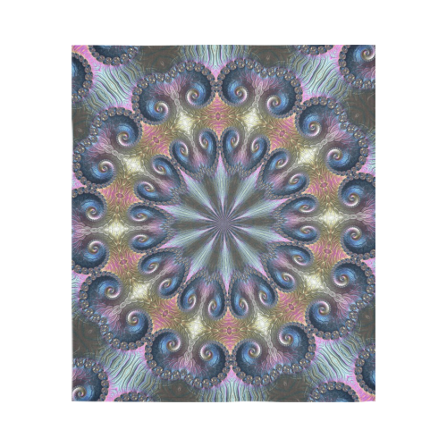 Pastel Abalone Shell Spiral Fractal Mandala 1 Cotton Linen Wall Tapestry 51"x 60"