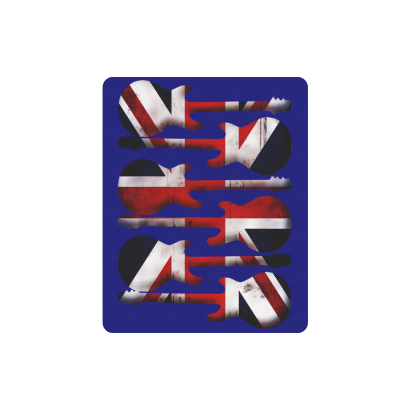 Union Jack British UK Flag Guitars Blue Rectangle Mousepad