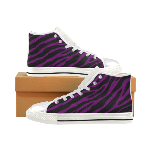 Ripped SpaceTime Stripes - Purple Women's Classic High Top Canvas Shoes (Model 017)