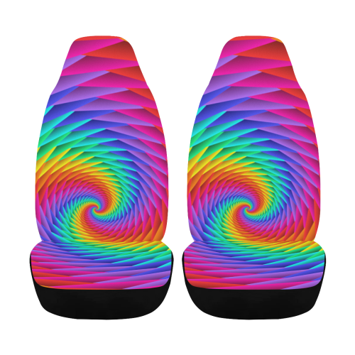 Psychedelic Rainbow Spiral Car Seat Cover Car Seat Cover Airbag Compatible (Set of 2)