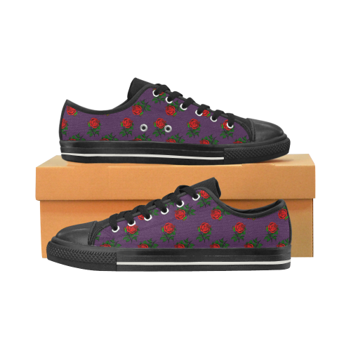 red roses purple Women's Classic Canvas Shoes (Model 018)