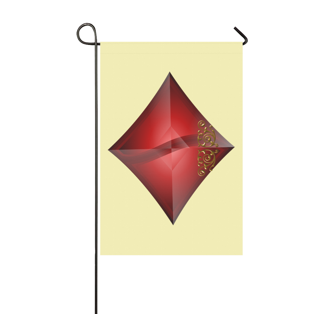 Diamond  Symbol Las Vegas Playing Card Shape on Yellow Garden Flag 12‘’x18‘’（Without Flagpole）