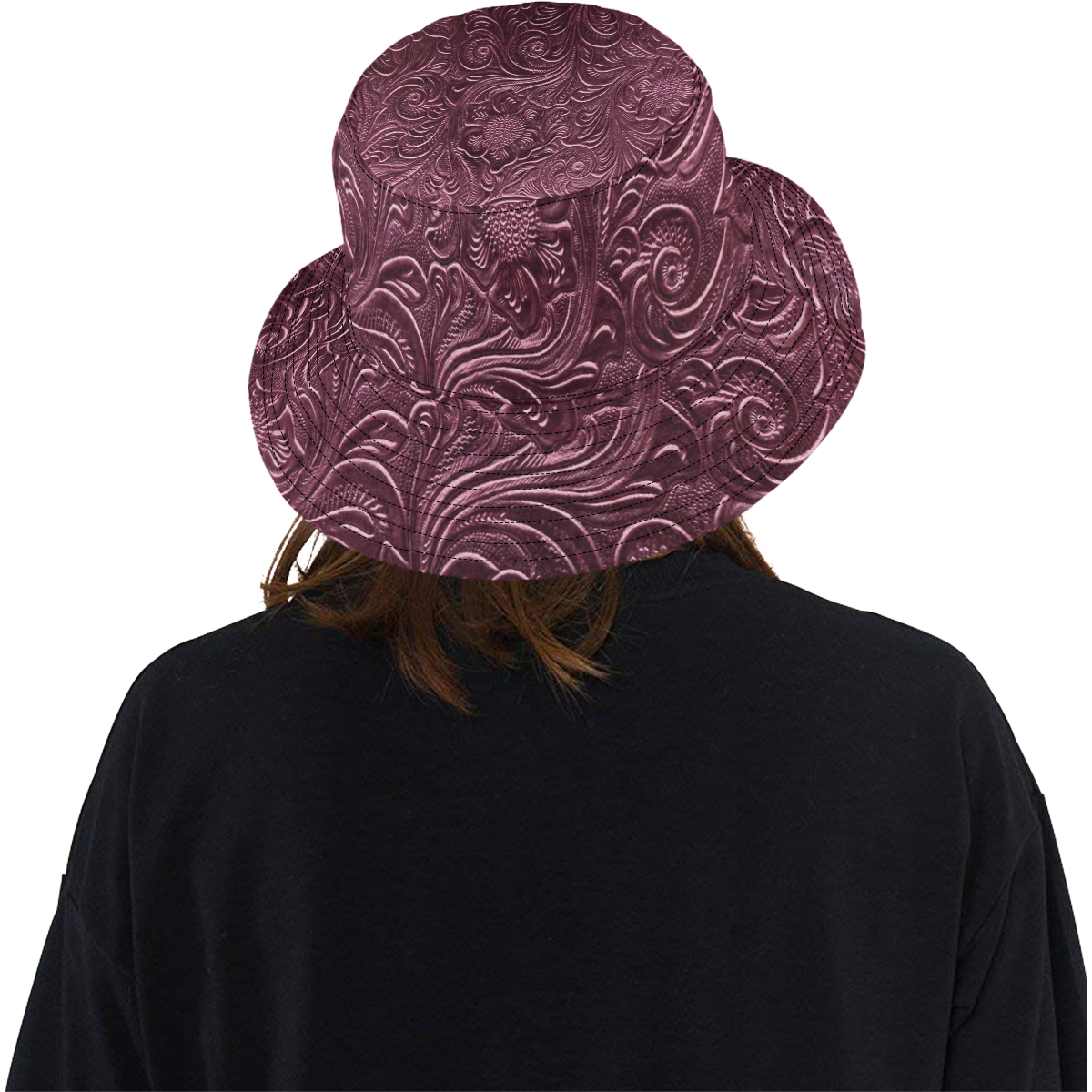 Embossed Pink Flowers All Over Print Bucket Hat