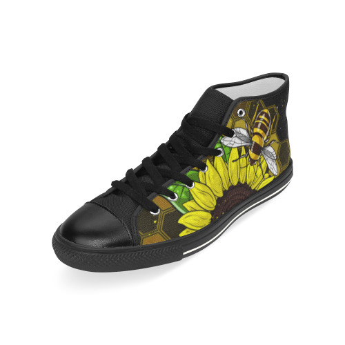 Hippie Sunflower Bees Shoes Men’s Classic High Top Canvas Shoes (Model 017)