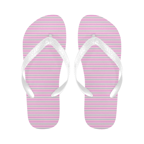 Pink Stripes Horizontal Flip Flops for Men/Women (Model 040)