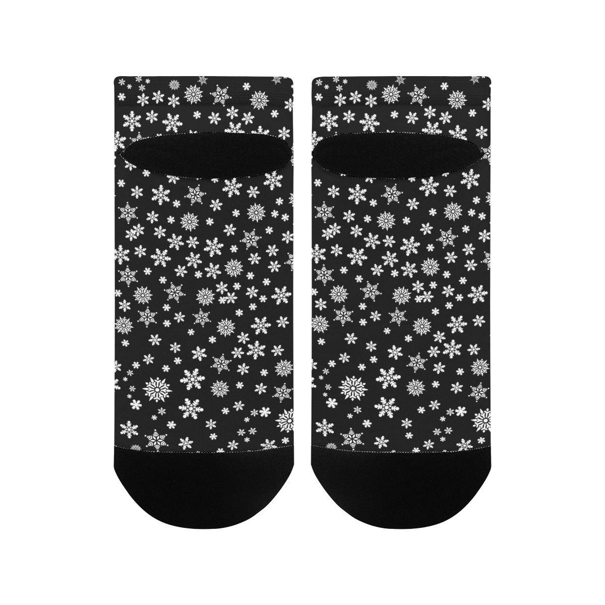 Christmas White Snowflakes on Black Men's Ankle Socks