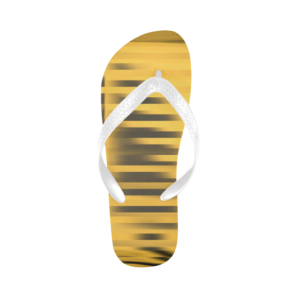 Metallics 3-D Look Striped  Gold Flip Flops for Men/Women (Model 040)