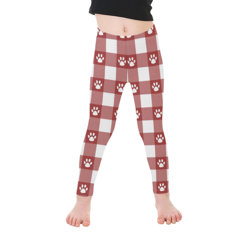 Plaid and paws Kid's Ankle Length Leggings (Model L06)