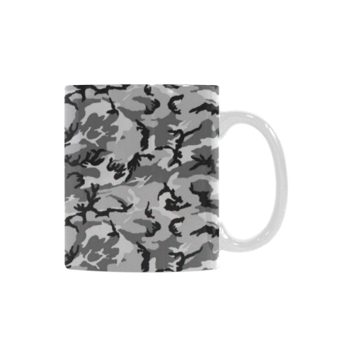 Woodland Urban City Black/Gray Camouflage White Mug(11OZ)