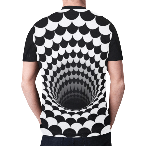 Scales Black Hole by BJORLIE (Black/White) New All Over Print T-shirt for Men (Model T45)