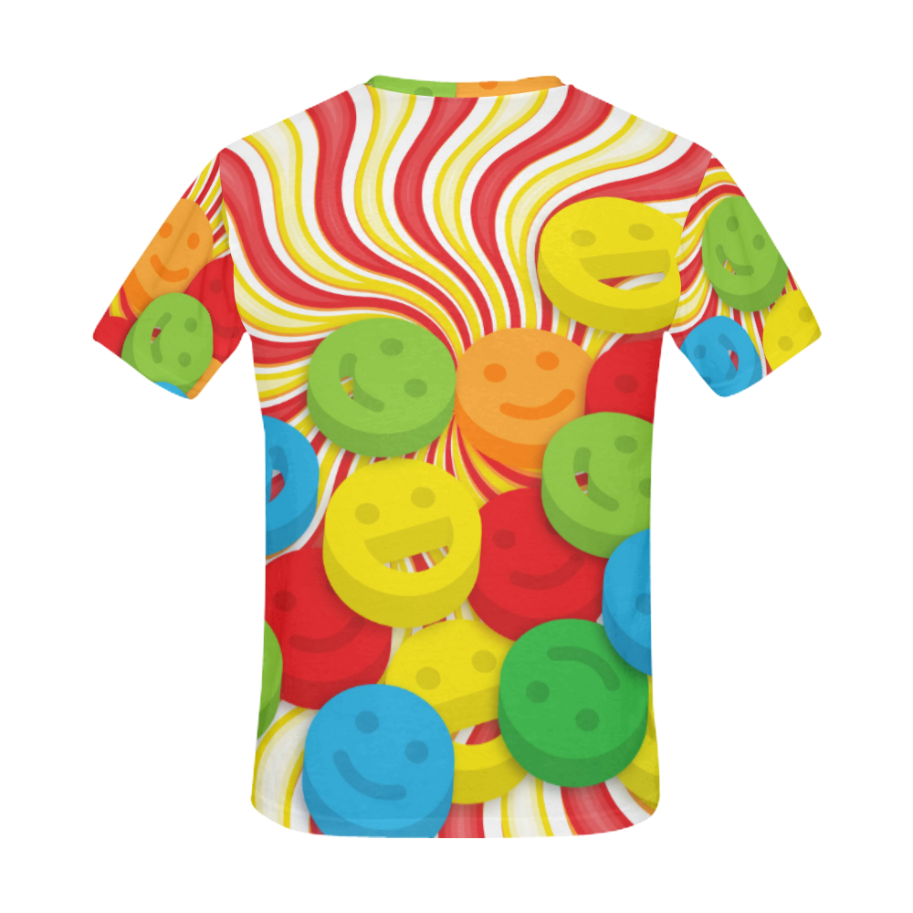 Raindrop Swirls and Smiley Faces All Over Print T-Shirt for Men (USA Size) (Model T40)
