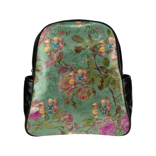 Hooping in The Rose Garden Multi-Pockets Backpack (Model 1636)