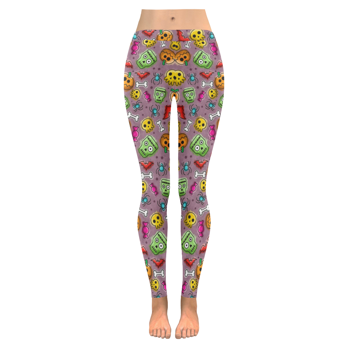Hell-O-Ween Women's Low Rise Leggings (Invisible Stitch) (Model L05)
