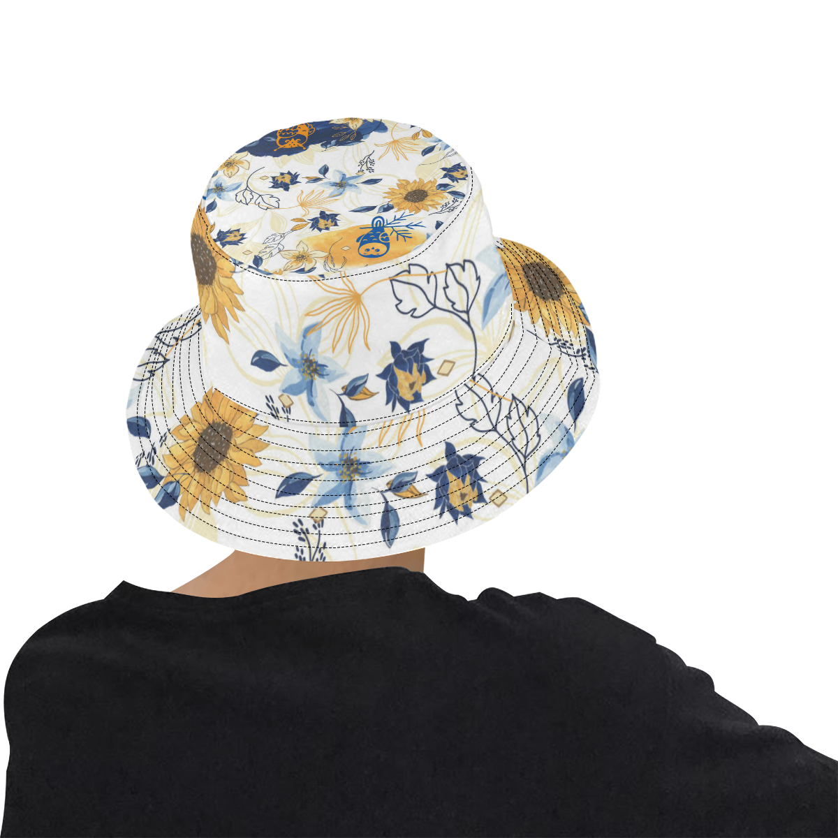 Blue Yellow Owls and Flowers All Over Print Bucket Hat for Men