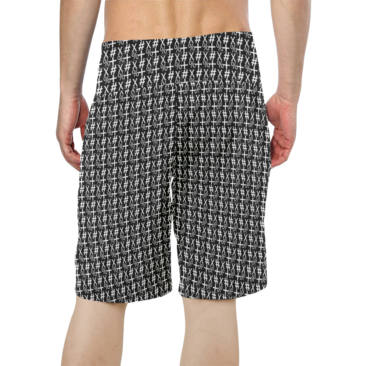 NUMBERS Collection Symbols Black Men's All Over Print Board Shorts (Model L16)