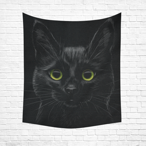 Black Cat Cotton Linen Wall Tapestry 51"x 60"
