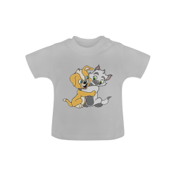 Puppy And Siamese Love Grey Baby Classic T-Shirt (Model T30)