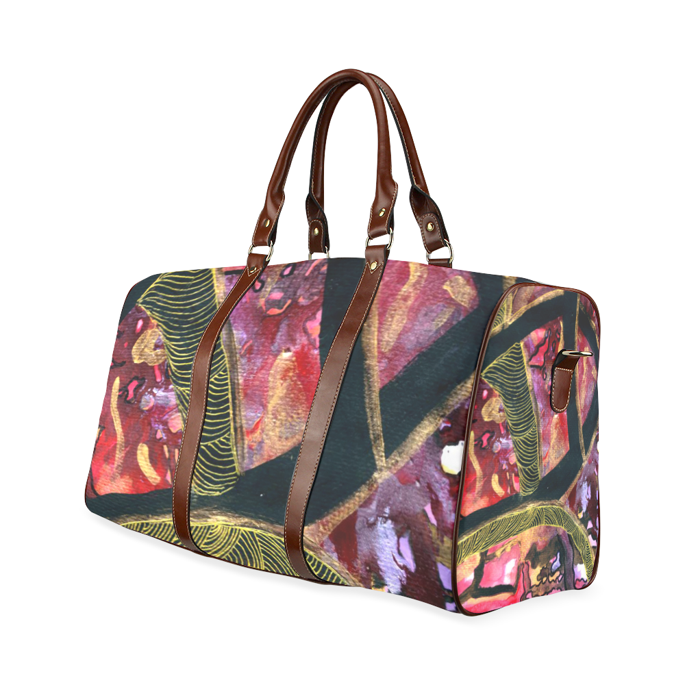 Purple Pink Black and gold Abstract Waterproof Travel Bag/Small (Model 1639)