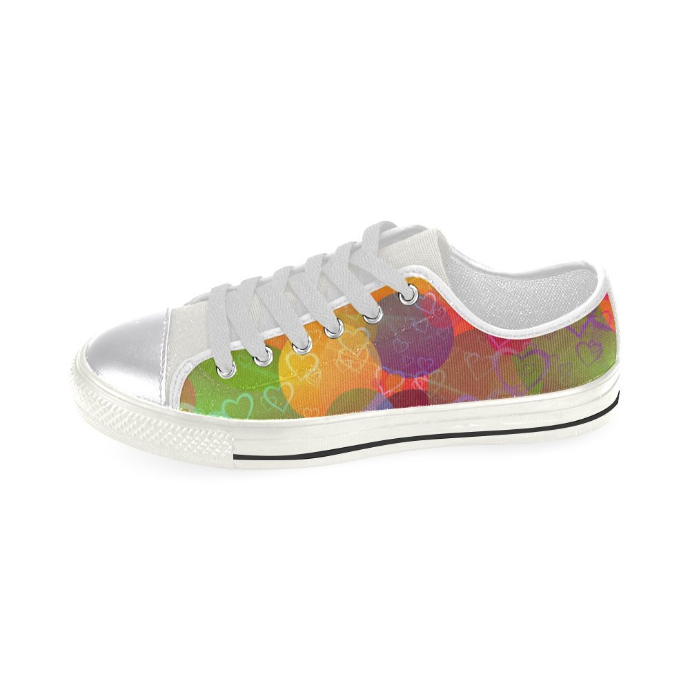 Colorful Hearts Women's Classic Canvas Shoes (Model 018)