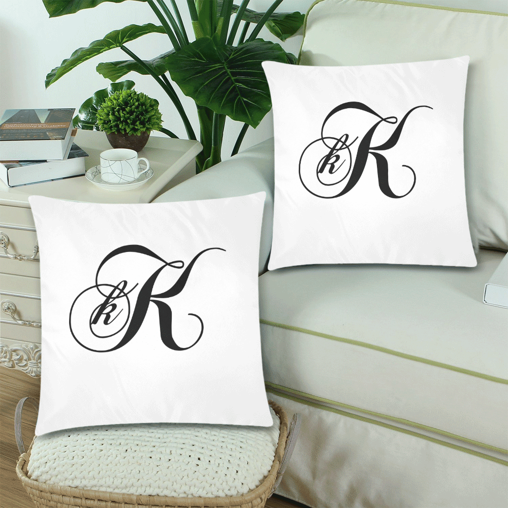 Alphabet K by Jera Nour Custom Zippered Pillow Cases 18"x 18" (Twin Sides) (Set of 2)