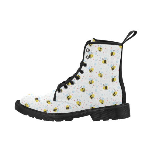 Cute Bee Pattern Martin Boots for Men (Black) (Model 1203H)