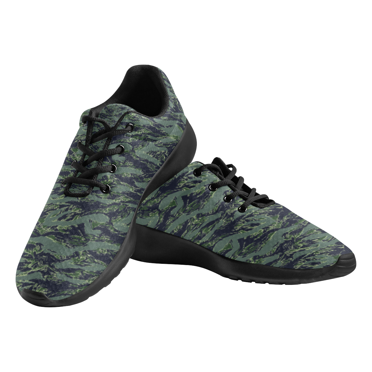 Jungle Tiger Stripe Green Camouflage Men's Athletic Shoes (Model 0200)