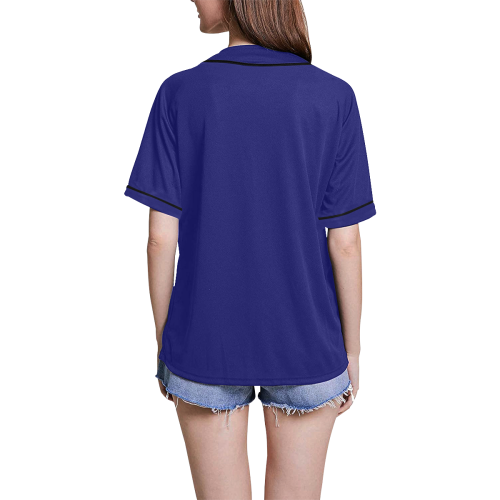 color midnight blue All Over Print Baseball Jersey for Women (Model T50)