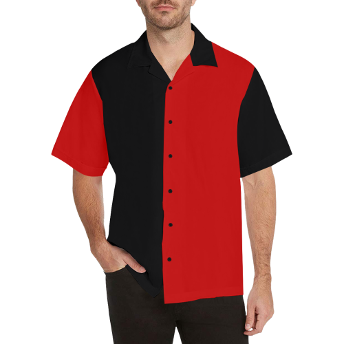Awesome Black & Red Dual Color Hawaiian Shirt (Model T58)
